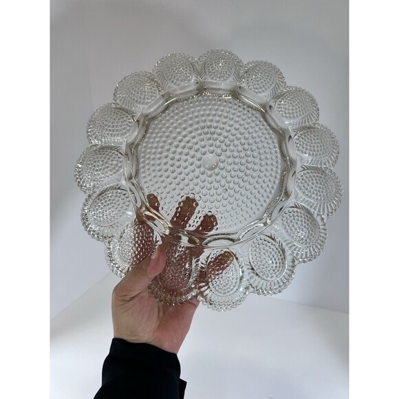 Indiana Glass Hobnail Clear Egg & Relish Tray, Holds 15 Eggs, 11.25" Round‎ - Picture 3 of 7